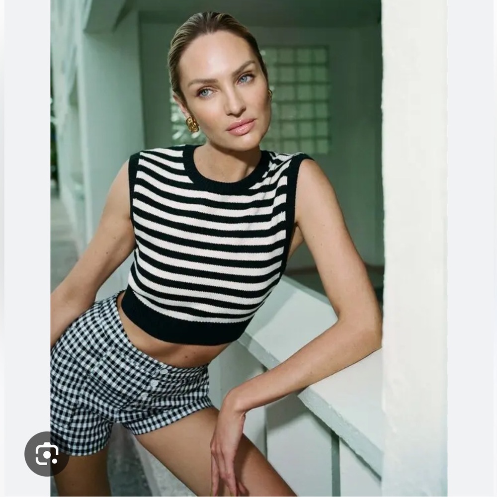 Reformation striped Romina cropped sleeveless sweater